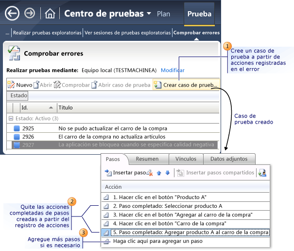 Crear un caso de prueba a partir de un error