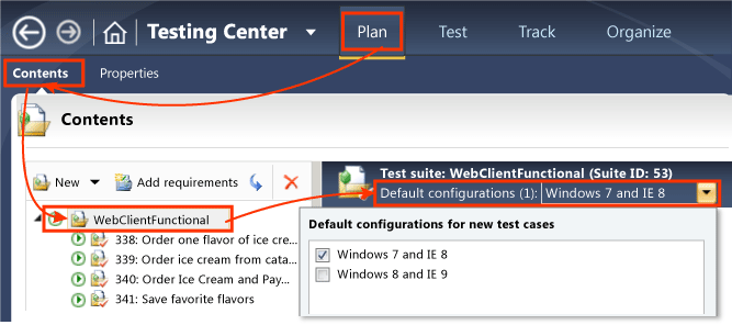 Establecer configuraciones predeterminadas para un plan de pruebas