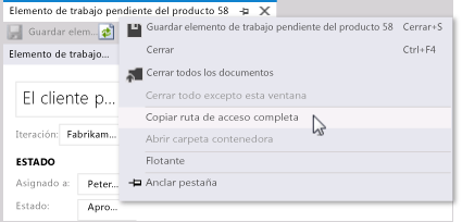 Enviar un hipervínculo para un elemento de trabajo por correo electrónico