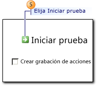 Cuadro de diálogo Iniciar prueba