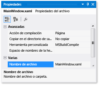 Ventana Propiedades con nombre de archivo resaltado