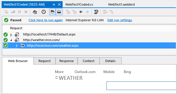 Coded web performance test results