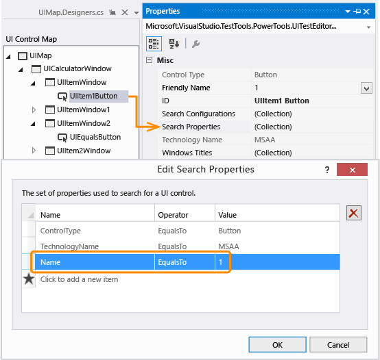 CUIT_dataDriven_SearchProperties Use the search properties to assist in coding