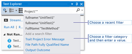 Search filter categories