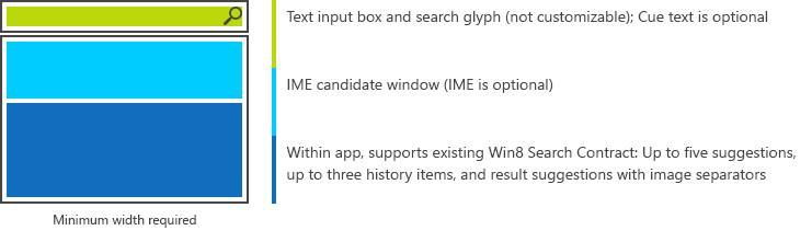 Control del cuadro de búsqueda dentro de la aplicación para aplicaciones de la Tienda Windows