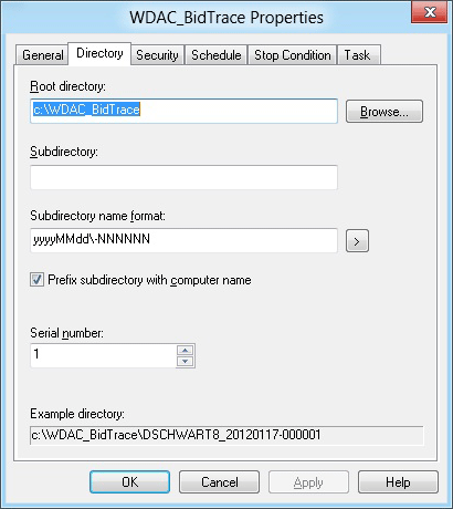 WDAC DCS Properties dialog box