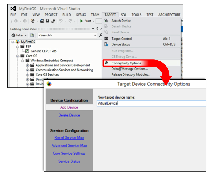 Add a new target device in Visual Studio 2012