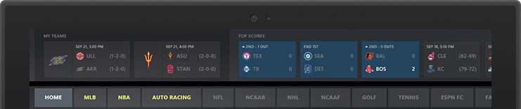 barra de navegación de la aplicación ESPN