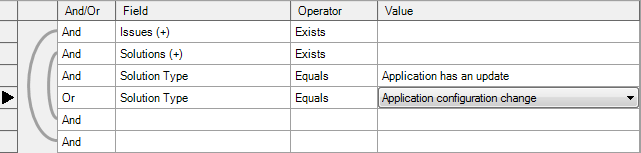 Ejemplo de filtro de ACT para soluciones específicas