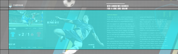 Página de destino de una aplicación de deportes superpuesta con líneas de cuadrícula