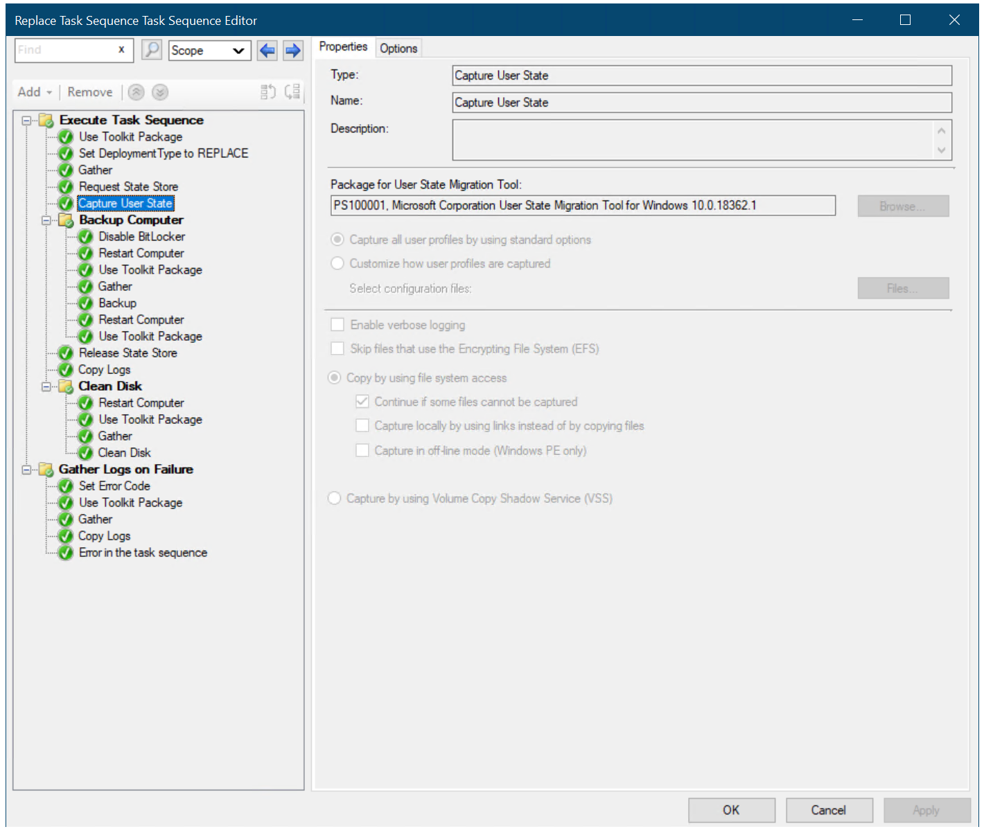 The back-up only task sequence The back-up only task sequence.