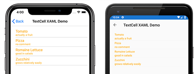 Ejemplo de TextCell personalizado