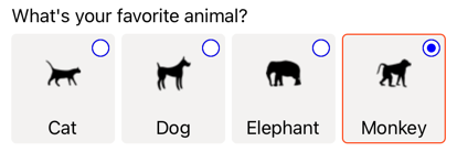 RadioButtons con plantilla Captura de pantalla de RadioButtons con plantilla