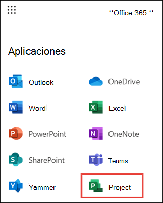 Quitar Project del iniciador de aplicaciones de Office 365 - Project for  the web | Microsoft Learn