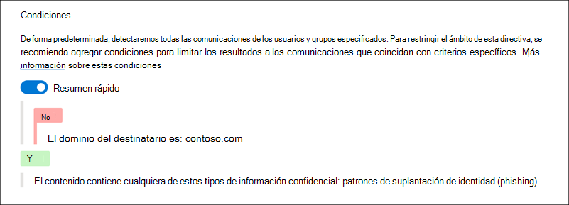 Ejemplo 4 del generador de condición de cumplimiento de comunicaciones.