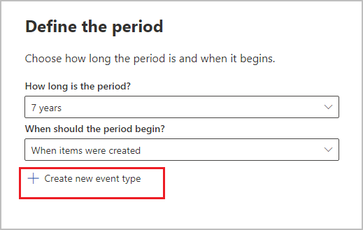 Crear un nuevo tipo de evento para una etiqueta de retención.