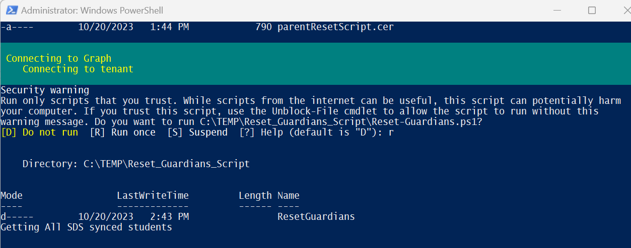 Captura de pantalla que muestra el script en ejecución.