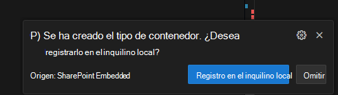 elemento emergente de registro de inquilino local