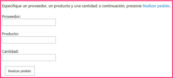 El formulario de pedido otra vez. La fuente ahora es Segoe y la frase “Realizar pedido” está resaltada en azul.