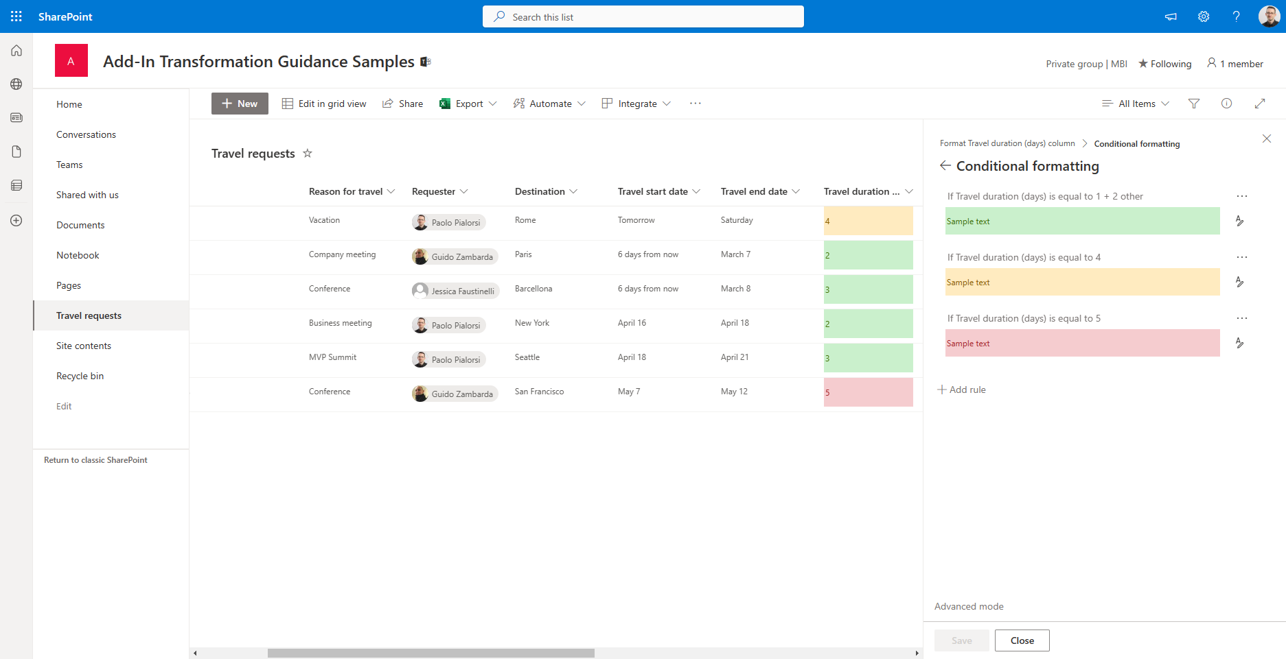 el panel lateral al definir un estilo personalizado. puede definir la fuente personalizada, el color de texto y relleno, el icono, el color del icono y los bordes.