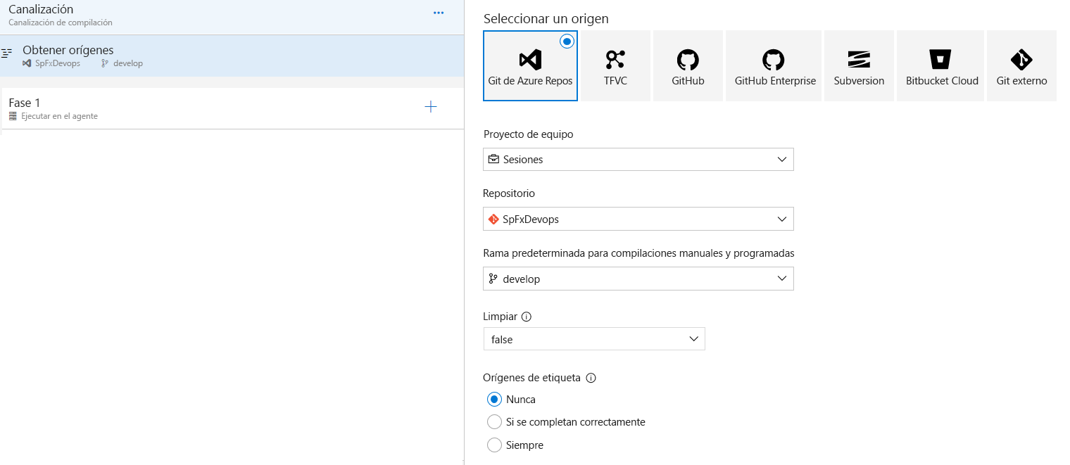 vincular la definición de compilación al repositorio