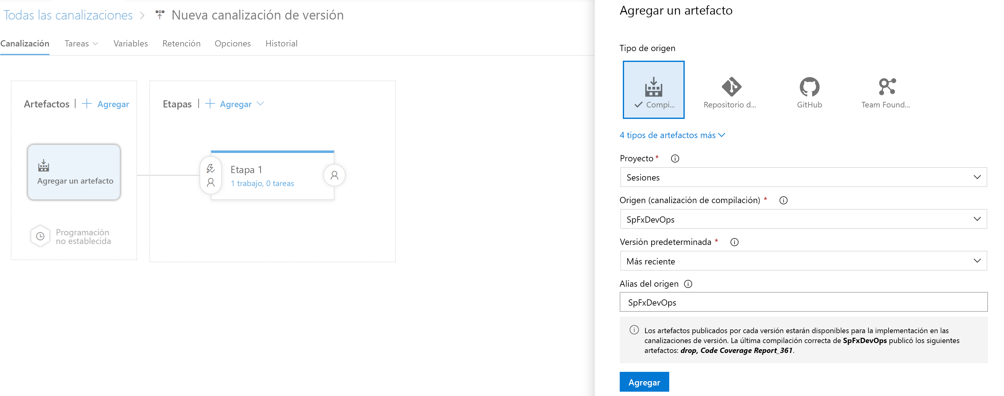 vincular los artefactos