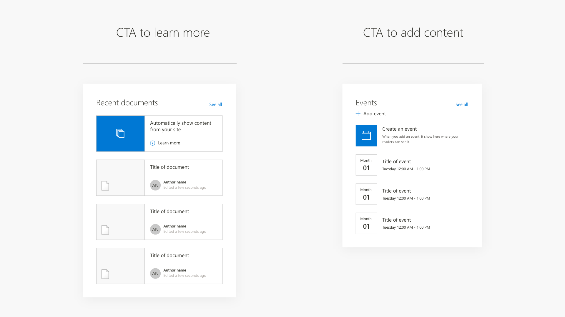 Estados vacíos del elemento web Eventos