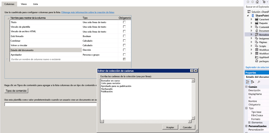 Establecer propiedades de columna personalizada