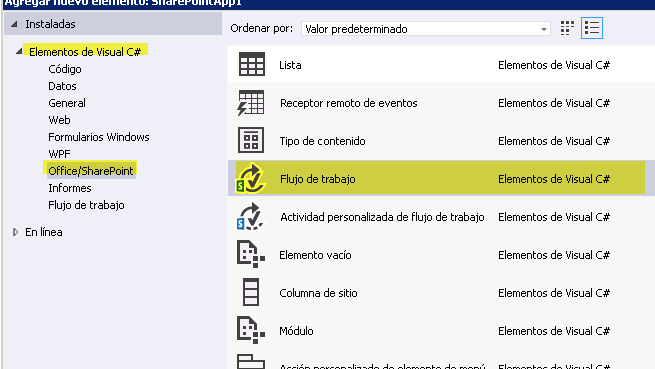 Agregar nuevo elemento de flujo de trabajo