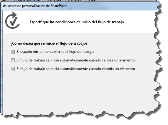 Establecer los parámetros de activación para el flujo de trabajo