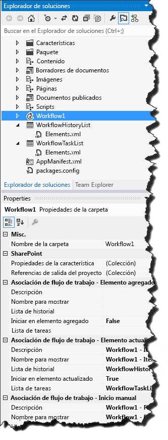 Cuadrícula de la propiedad de flujo de trabajo