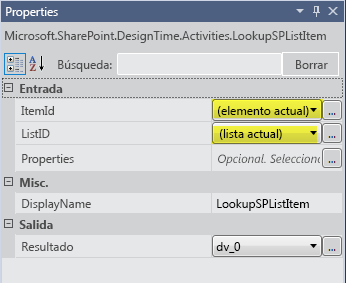 Establecer las propiedades de LookupSPListItem