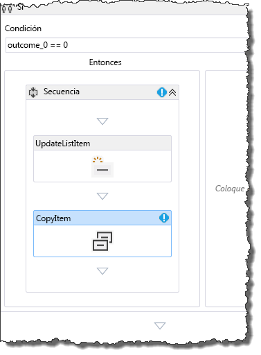 Agregar una actividad CopyItem al flujo de trabajo