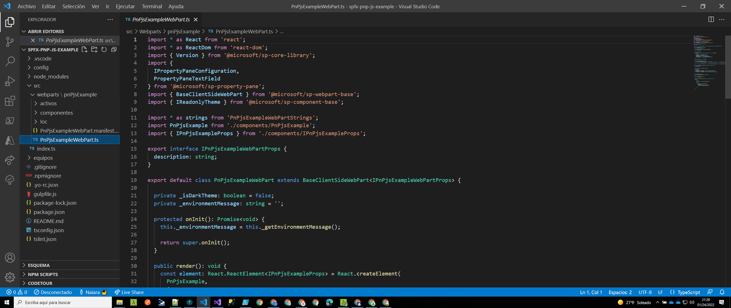 Proyecto abierto por primera vez en Visual Studio Code
