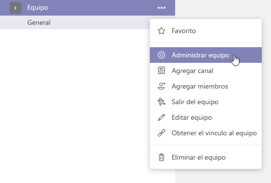 Administrar equipo