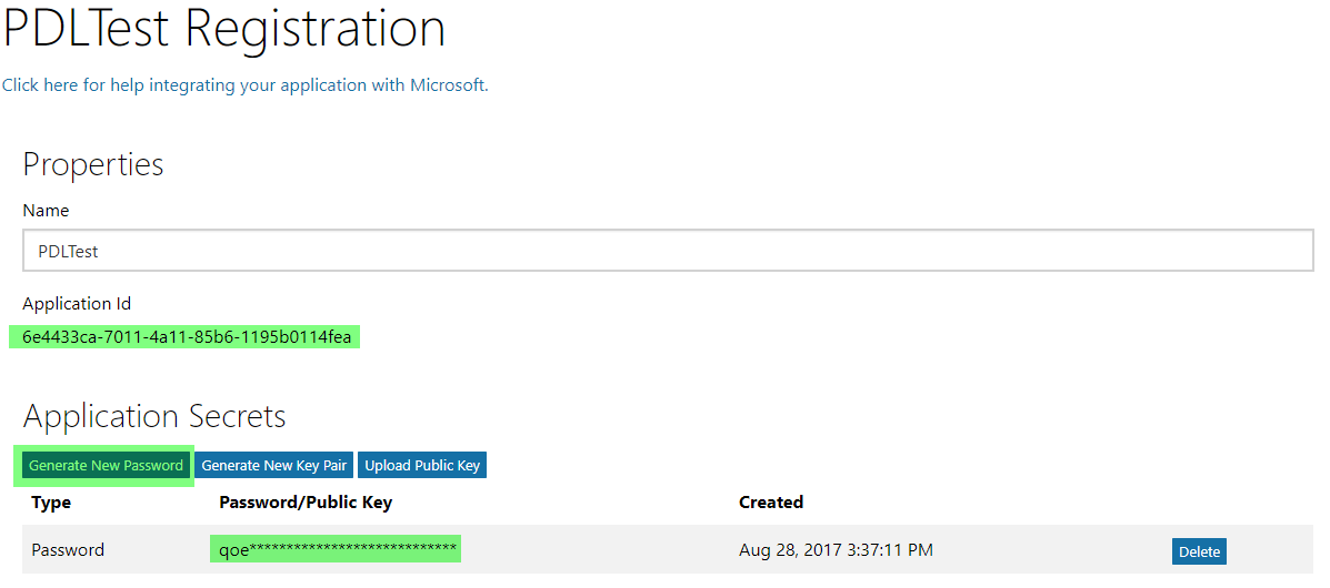 Registro de la aplicación en Azure AD