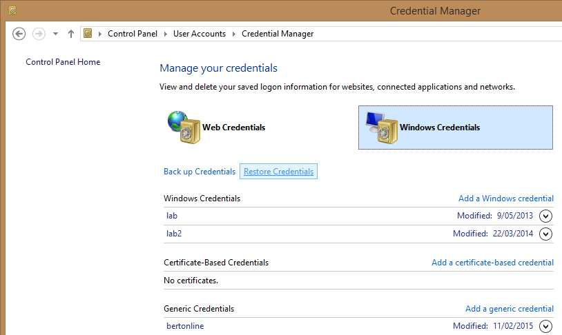 Administrador de credenciales de Windows