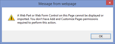 Captura de pantalla del mensaje de error que se muestra cuando se deshabilita el scripting en un sitio.