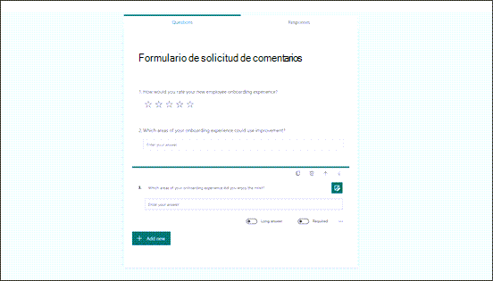 Captura de pantalla de un formulario de Microsoft Form.