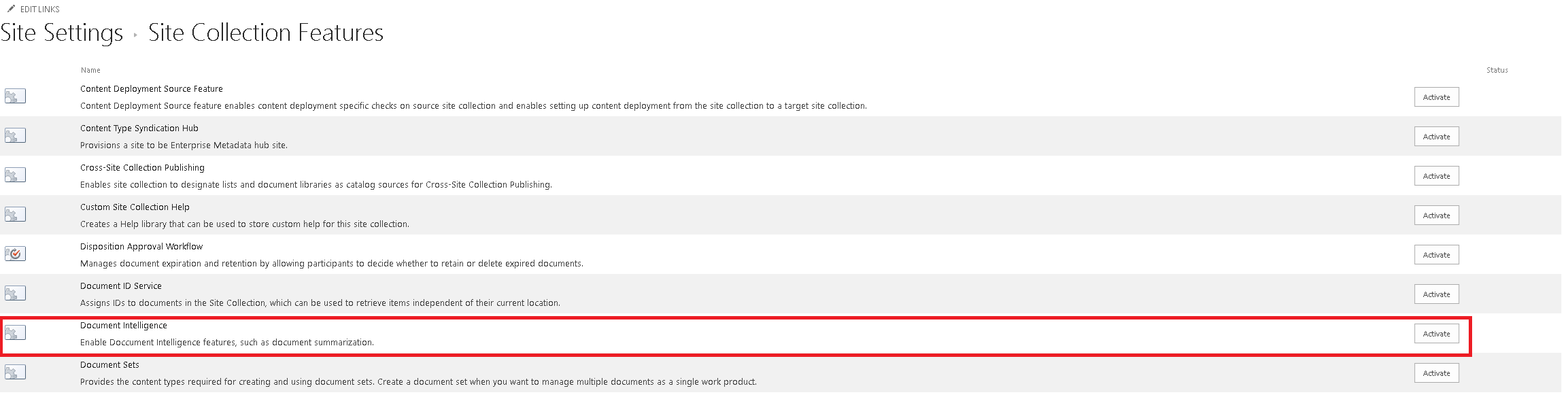 SiteCollectionFeatures