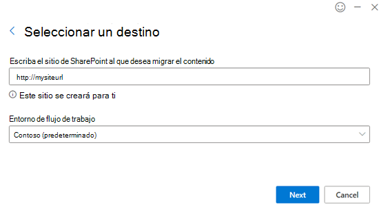 Seleccione el destino y el entorno.