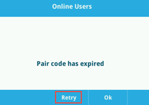 Captura de pantalla que muestra el código de Polycom expirado.