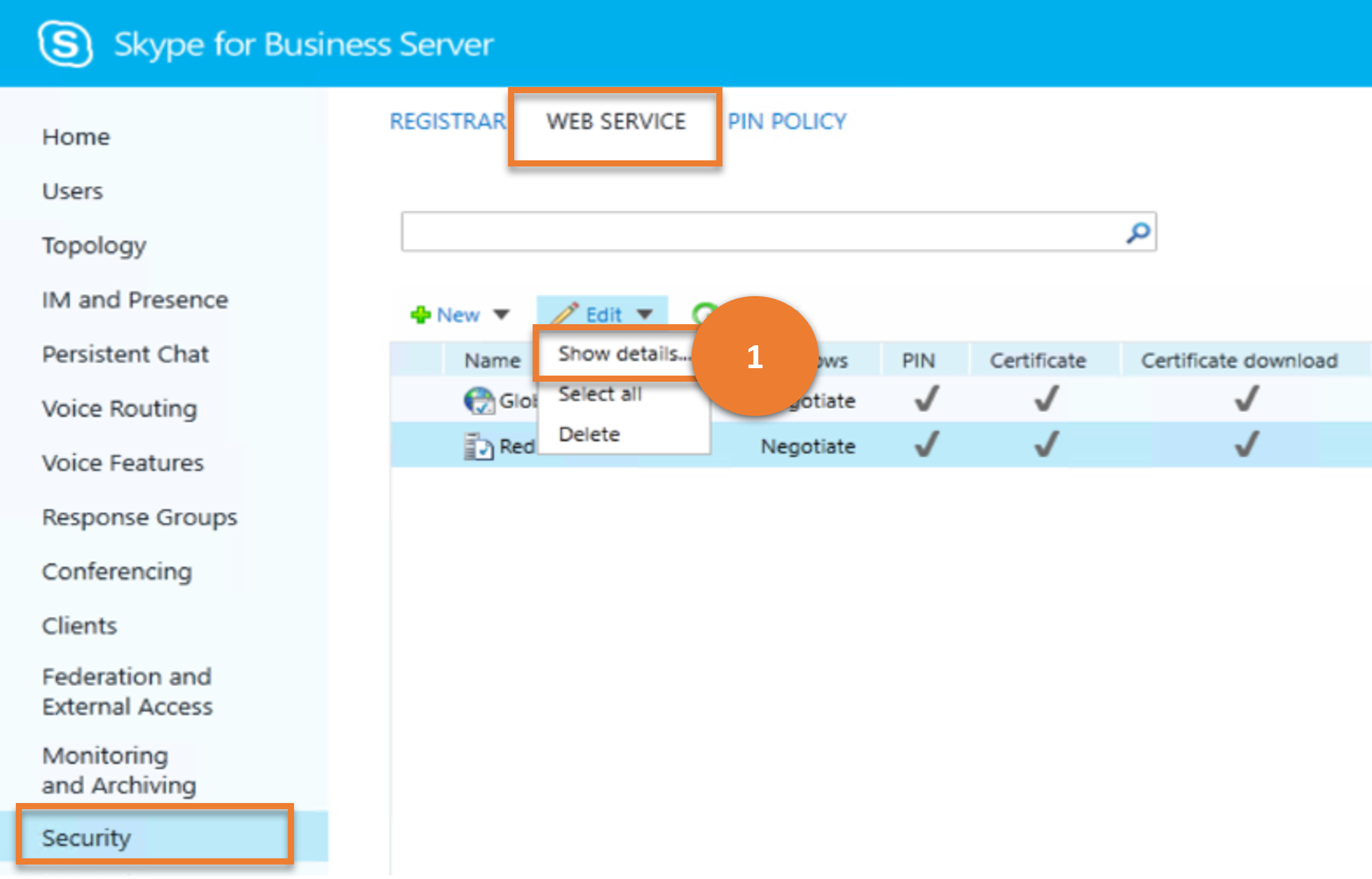 Obtener configuración del servicio web