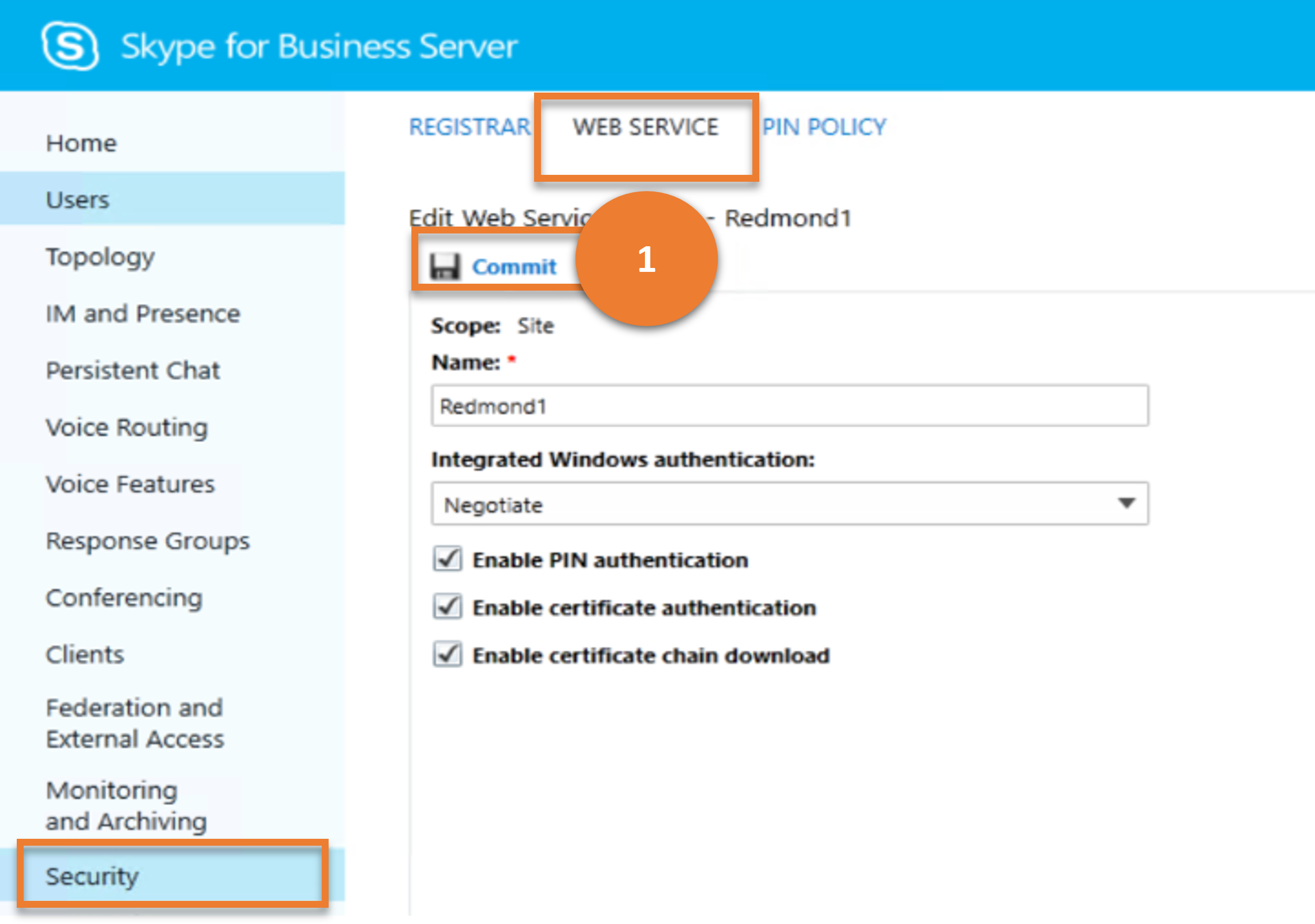 Actualizar la configuración del servicio web