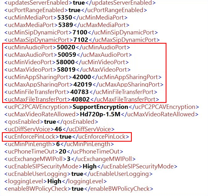 Captura de pantalla que muestra los puertos de cliente correctos que se pueden comprobar desde el archivo de registro.