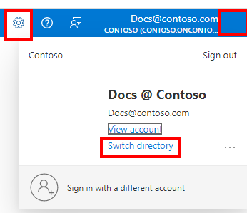 Captura de pantalla que muestra los pasos de ayuda del directorio predeterminado para cambiar Microsoft Entra ID.