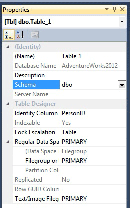 Captura de pantalla del panel de propiedades que muestra la opción Esquema.