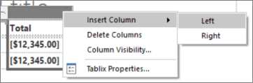 Screenshot that shows how to insert a left column.