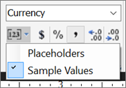 Screenshot of the Sample Values option in the Report Builder.