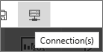 Captura de pantalla del botón Conexiones para abrir el panel Conexión del servidor.